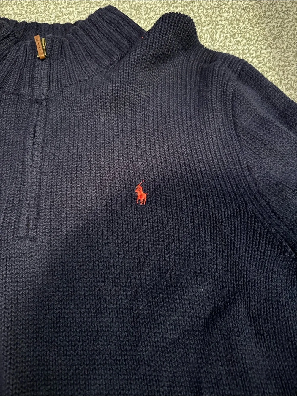 Vintage Polo Ralph Lauren Navy Blue Quarter Zip Sweater